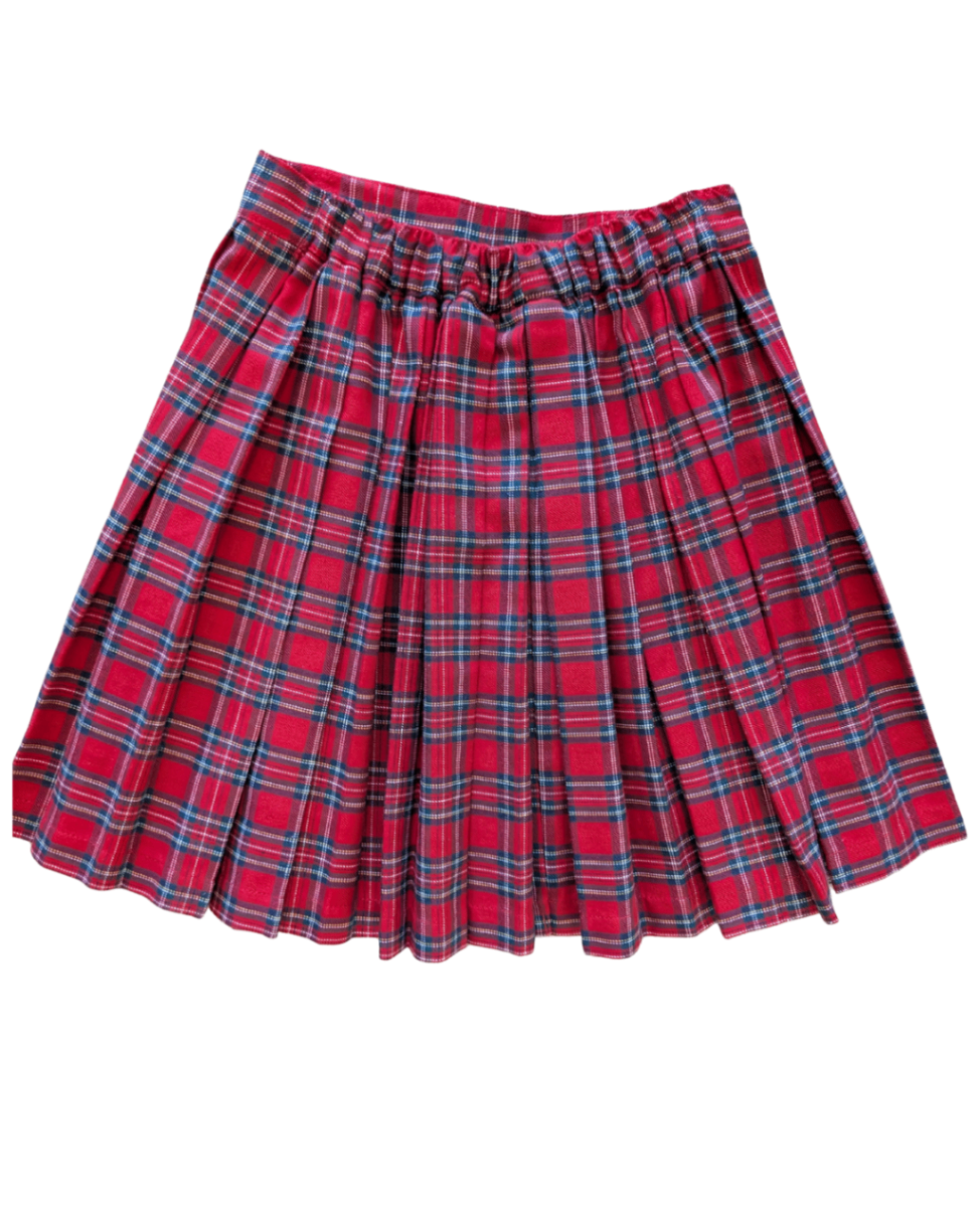 Red Plaid Pleated Skirt (XS)