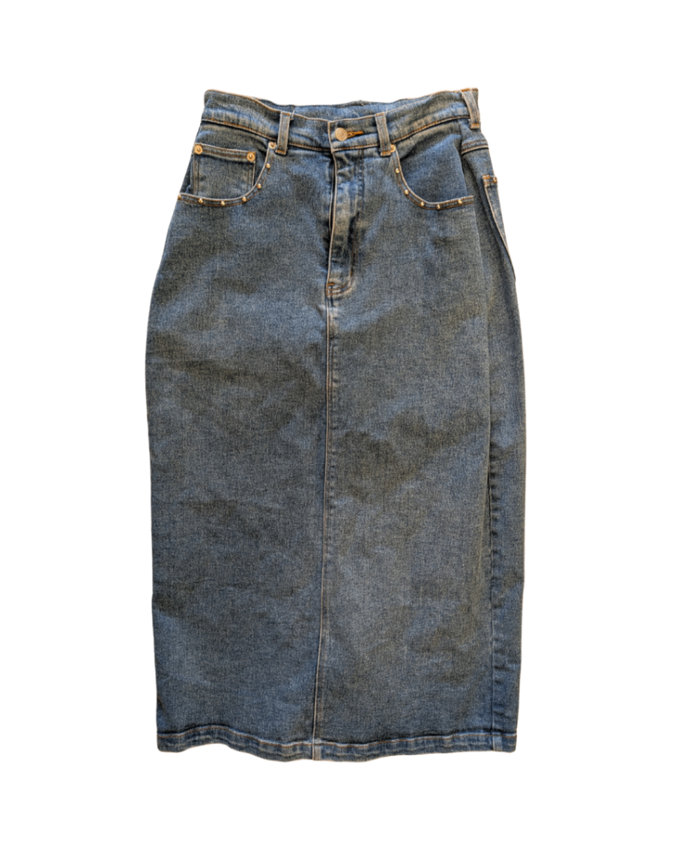 Riders Denim Midi Skirt (34"W)