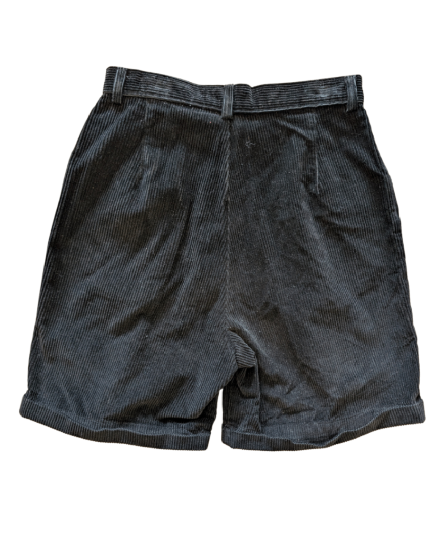 Cotton Black Ribbed Shorts (12) (30"W, 14"R)