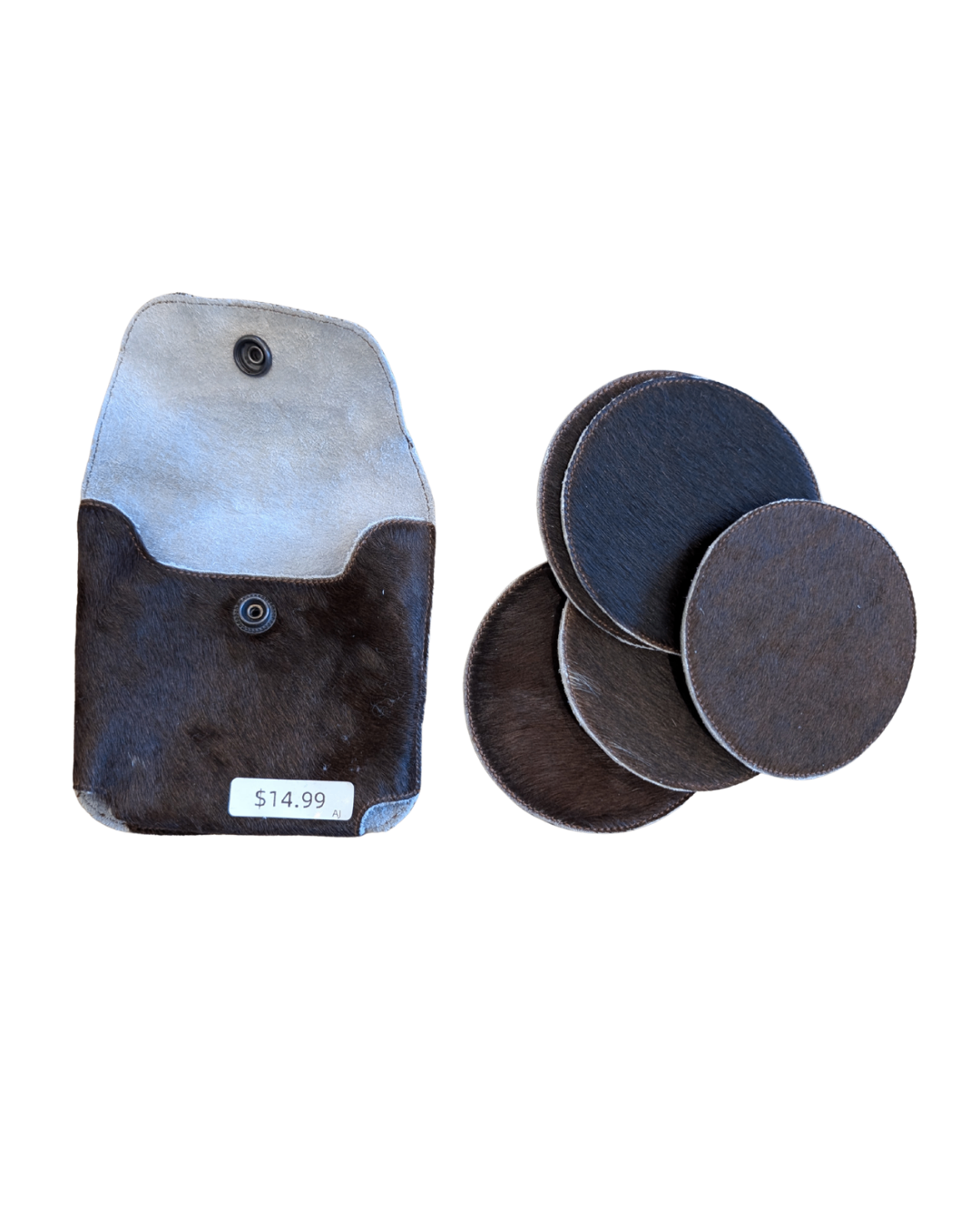 Cowhide Coasters and Pouch 