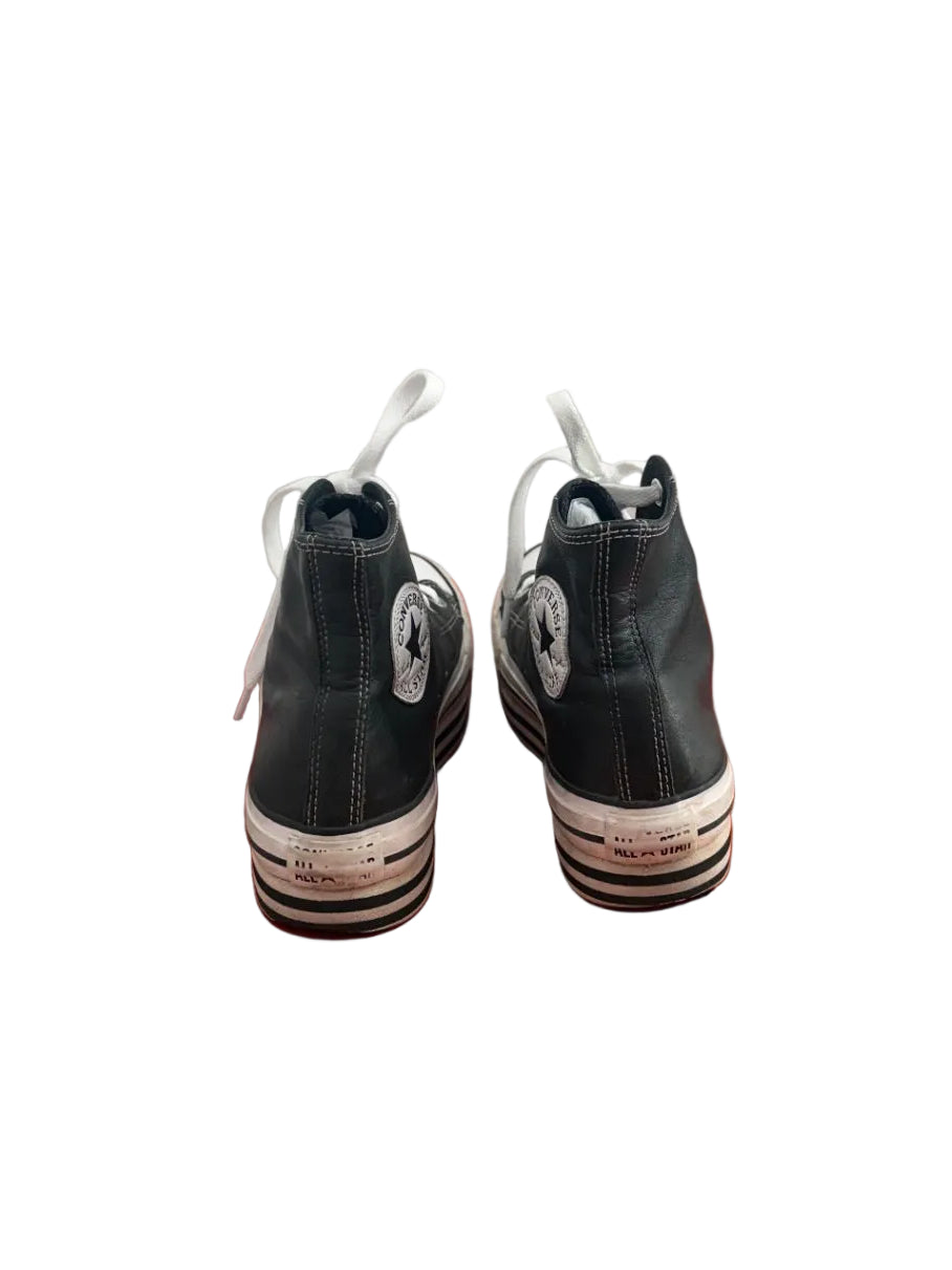 Black Converse Shoes Leather Converse — 5.5