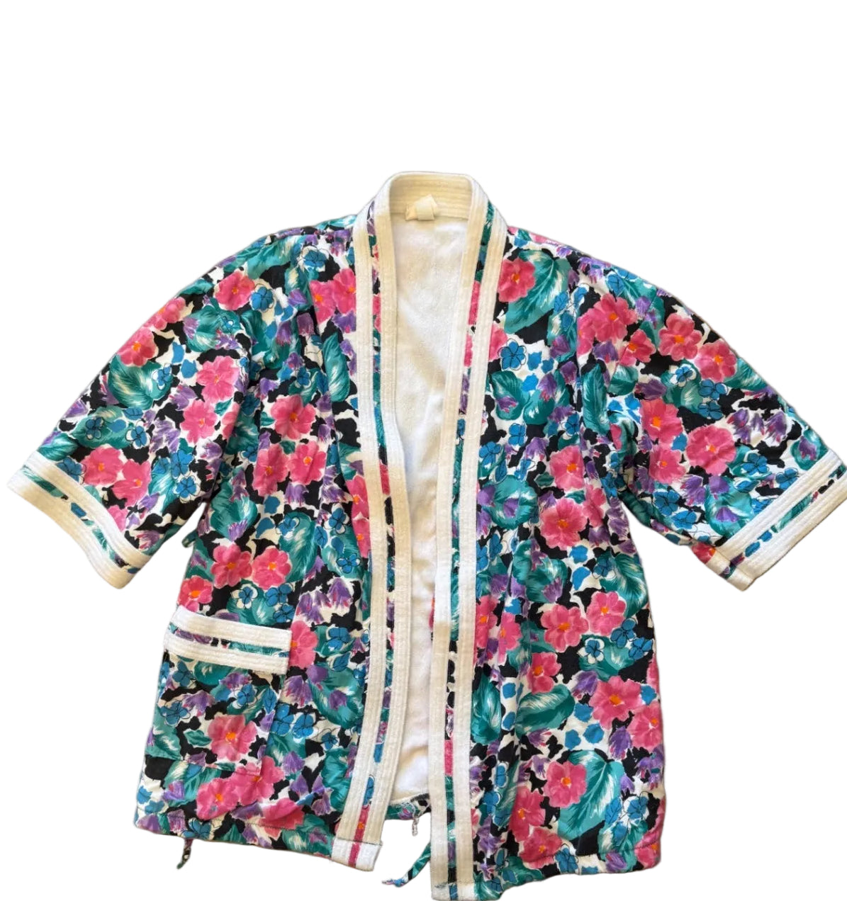 80’s Floral Kimono Swim Cover Up — M