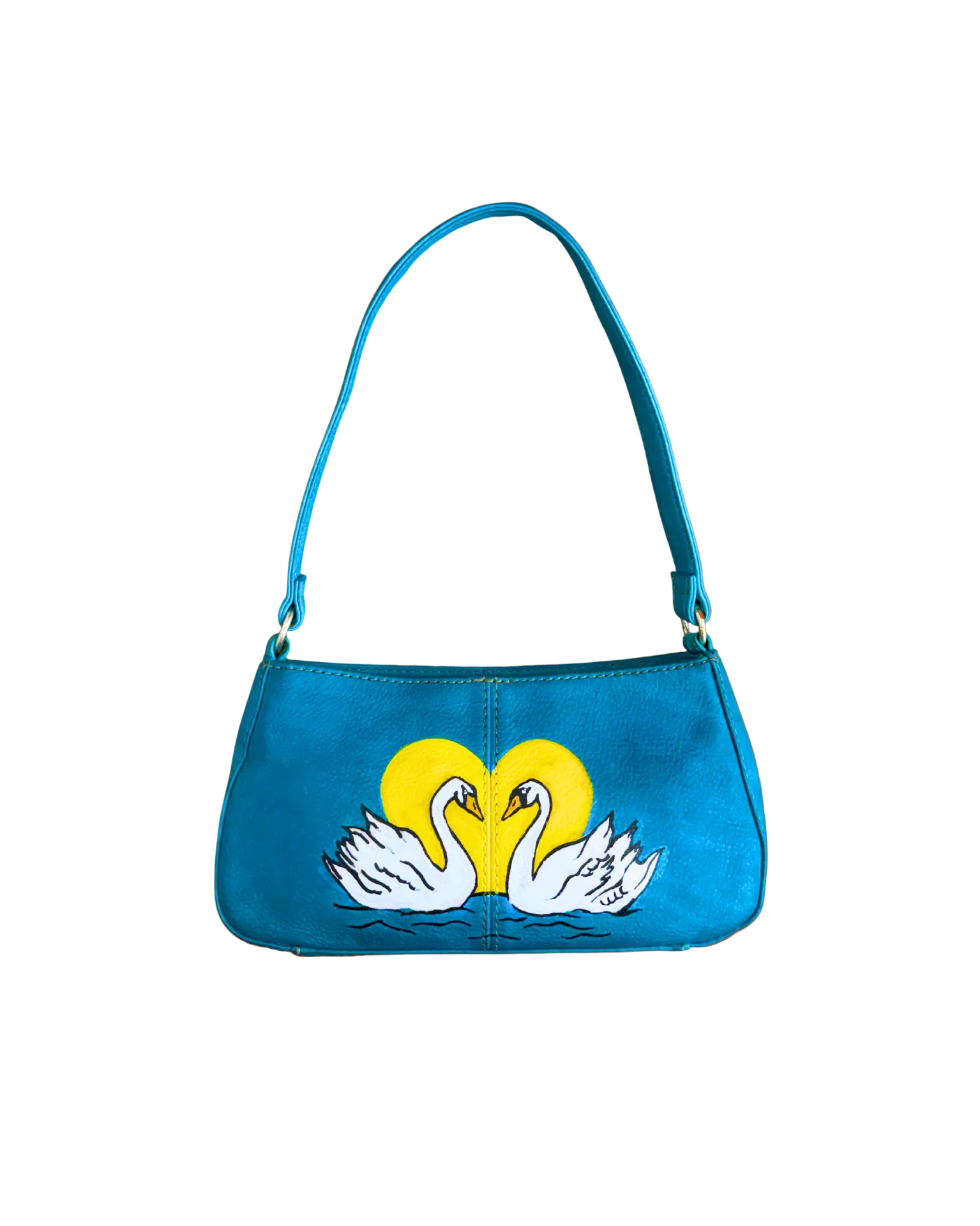 Swan Song Hand Painted Bag on 100% Turqouise Leather