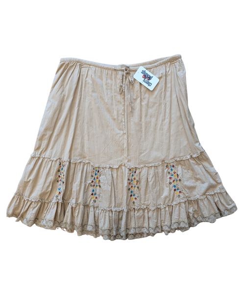 100% Cotton Tan Embroidered Skirt - 14/16