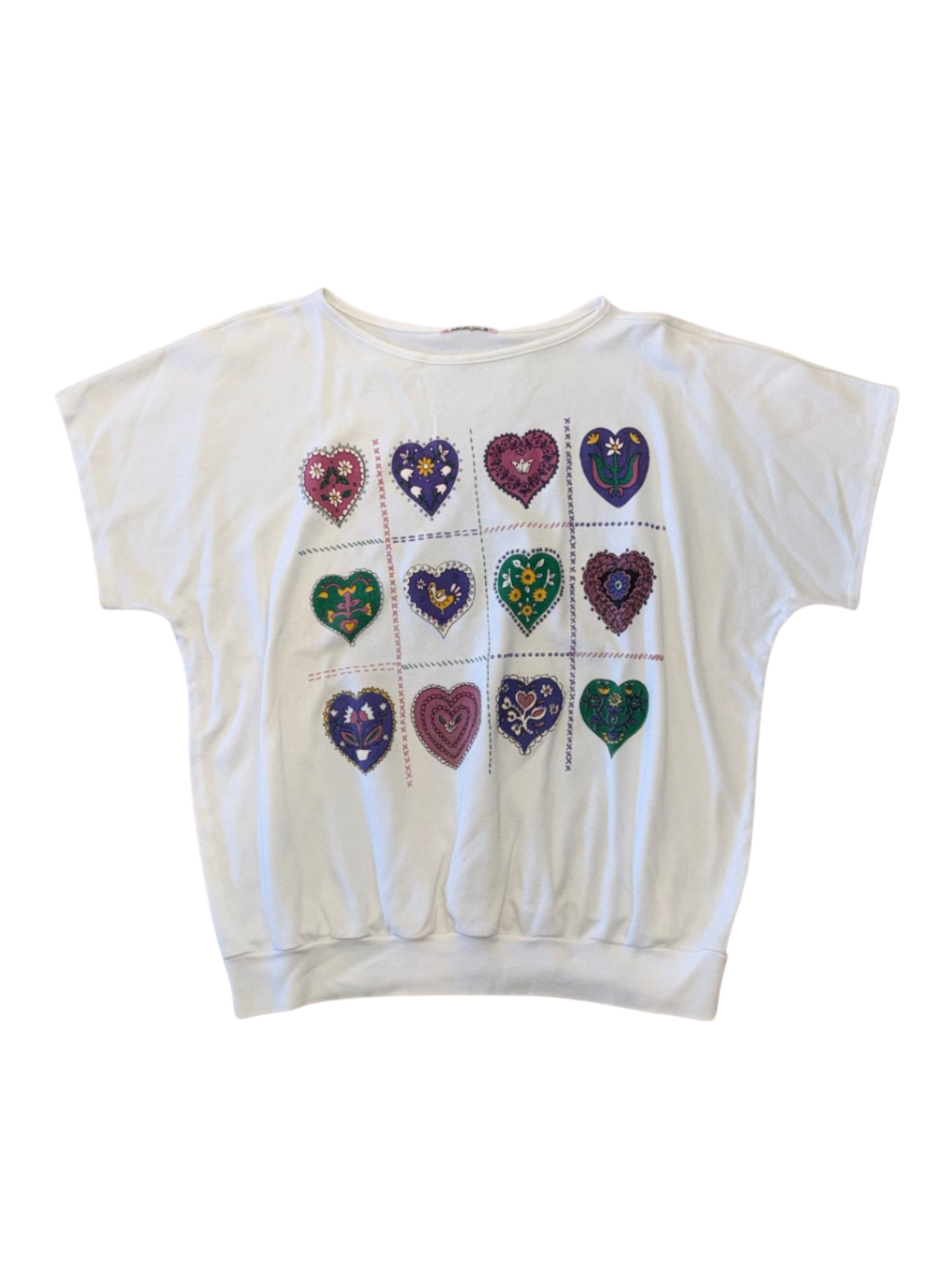 White Floral Heart T-Shirt — M