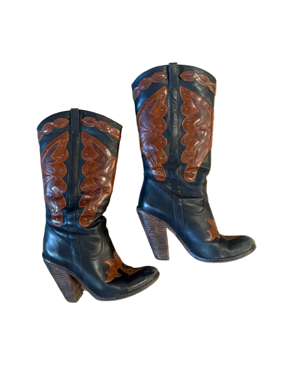 Black and Brown Cowboy Boots JS — 5.5