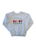 Embroidered Flower White Crewneck - M