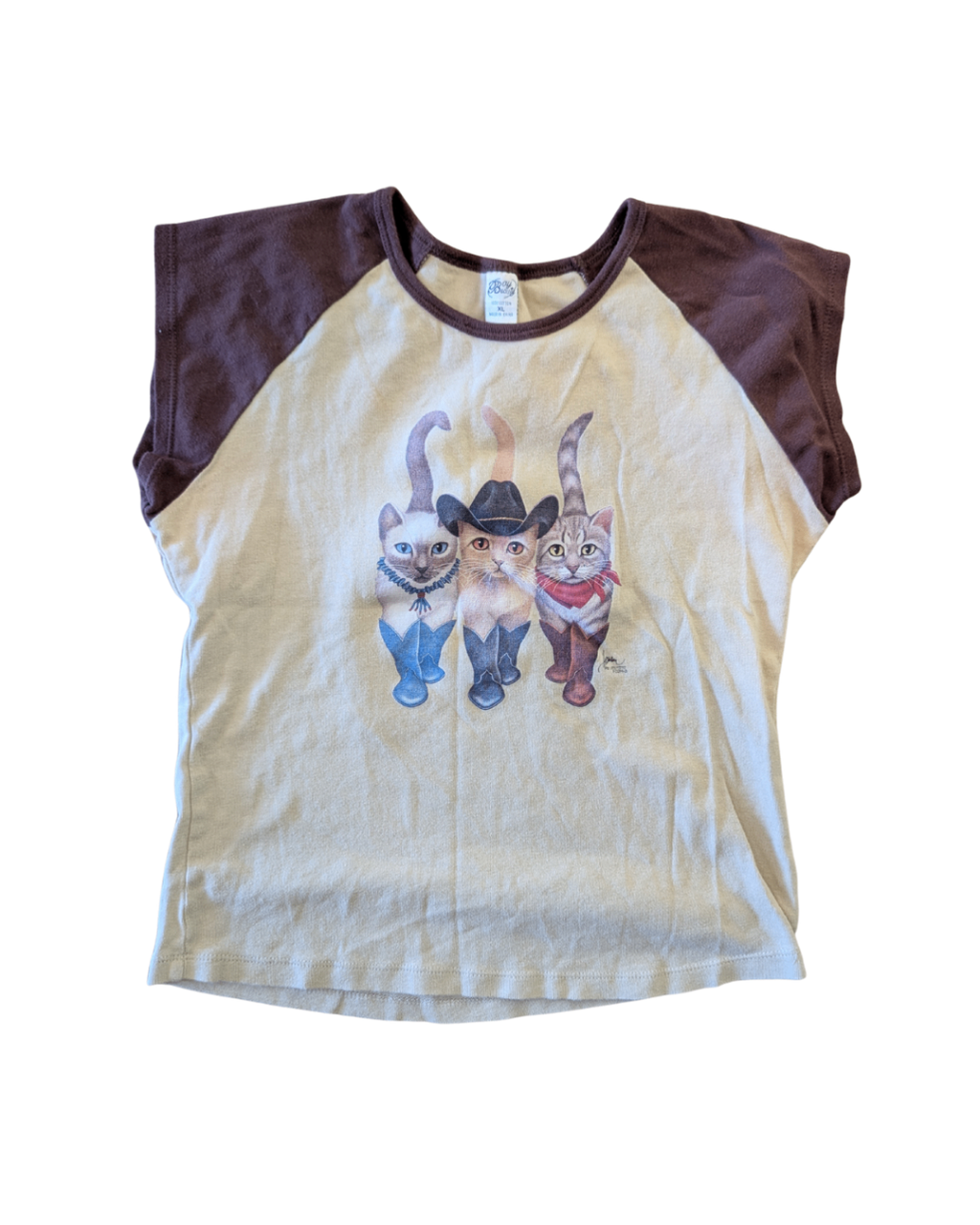 Tan/Brown Cowboy Cats SS Baby Tee - XL