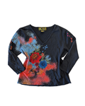 Black Floral Long Sleeve Top - L