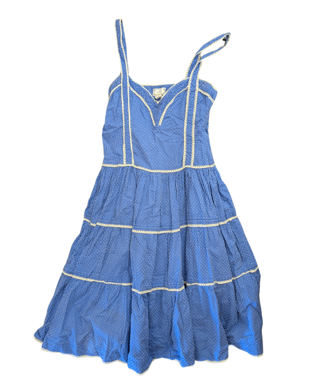 Blue and White Polka Dot Dress - 4