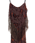 Silk/Velour Blend Floral Tassel Dress - M