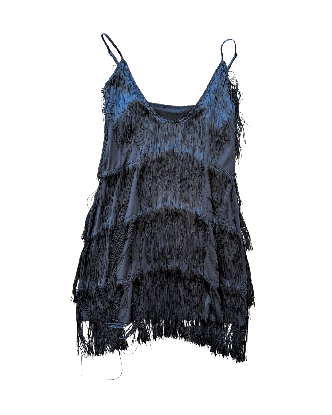 Black Fringe Flapper Dress - L