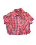 White and Red Gingham Crop Button Up - 7/8