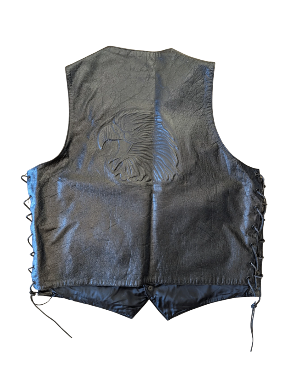 Black Leather Wilson’s Embossed Eagle Vest XXL