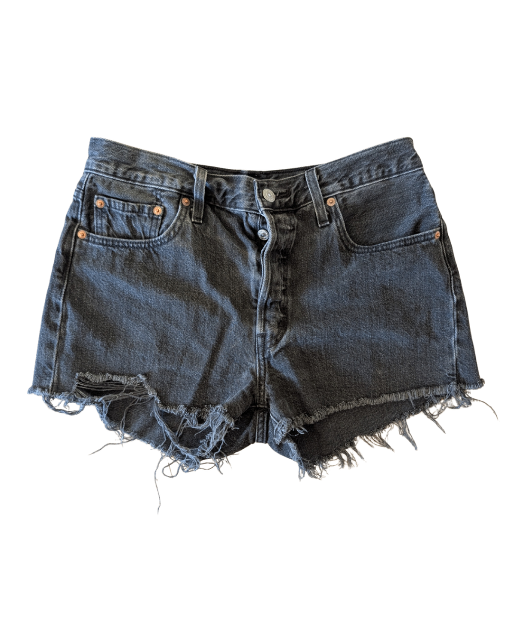 Black Levi Buttonfly Shorts - 501 - 31W