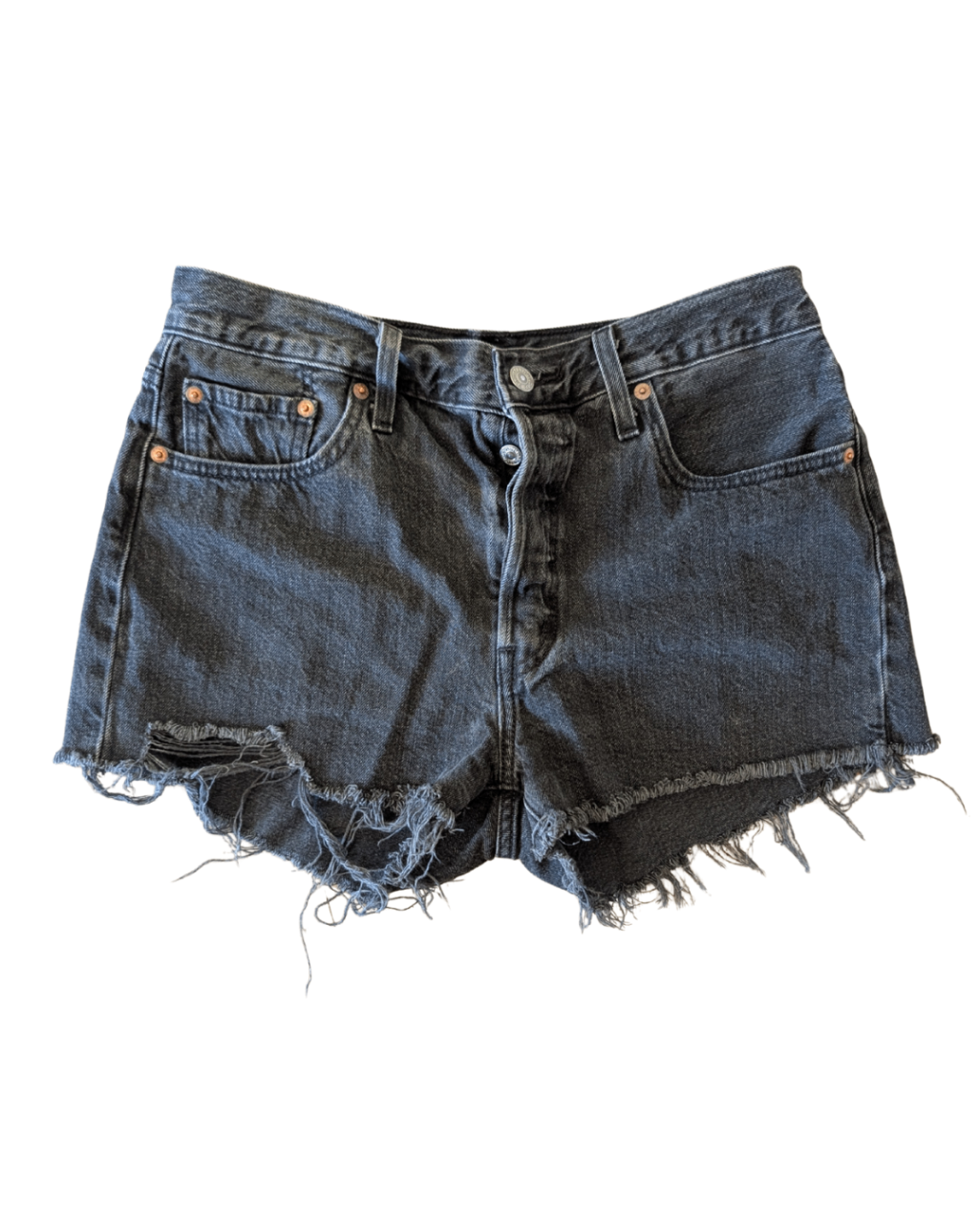 Black Levi Buttonfly Shorts - 501 - 31W