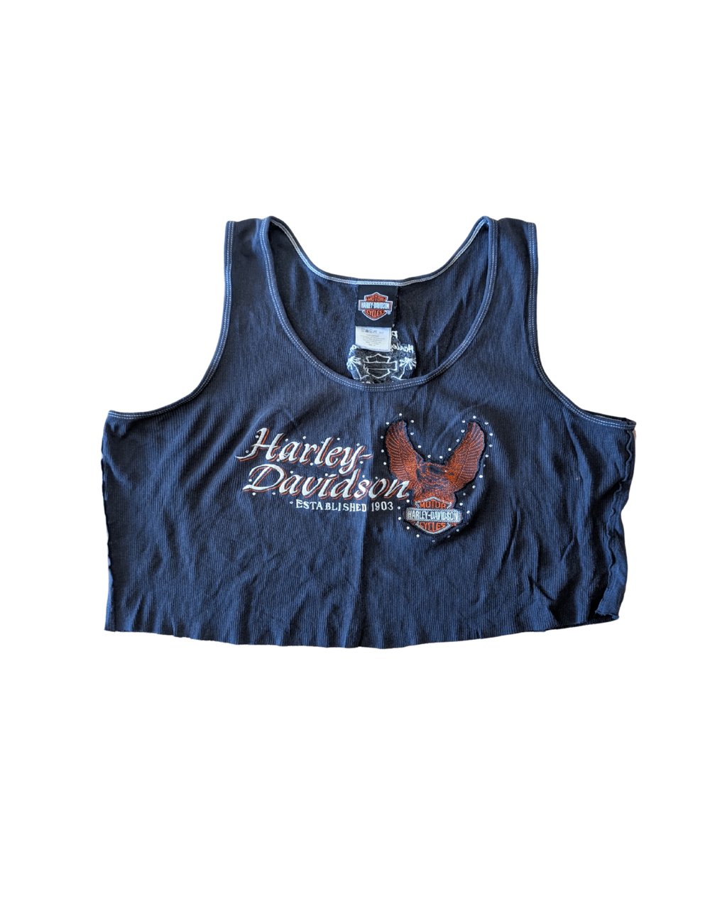 Cropped Distressed Harley Tank - 1X