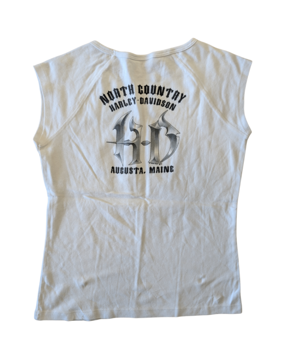 '05 White Harley Bike Baby Tee - L