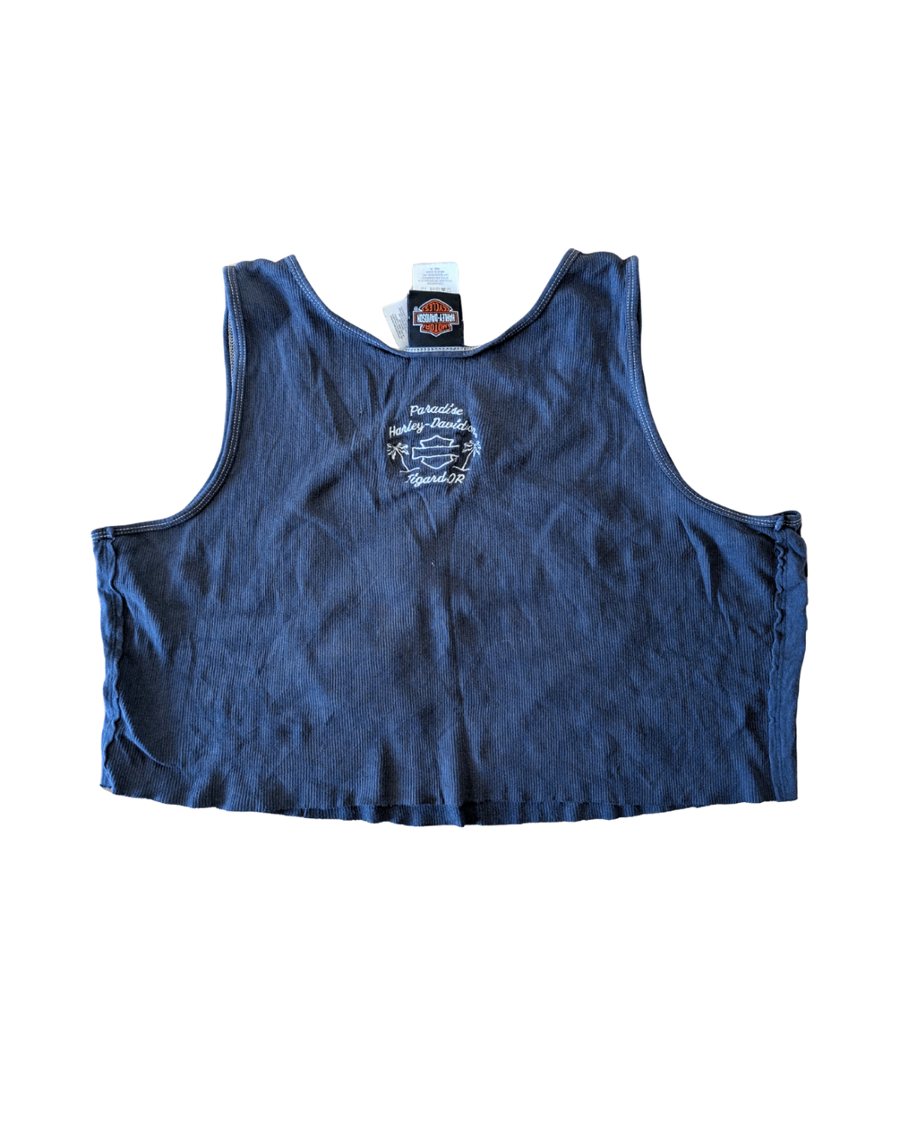 Cropped Distressed Harley Tank - 1X