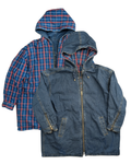 Reversible Denim/Plaid Hooded Zip Up Jacket - XL