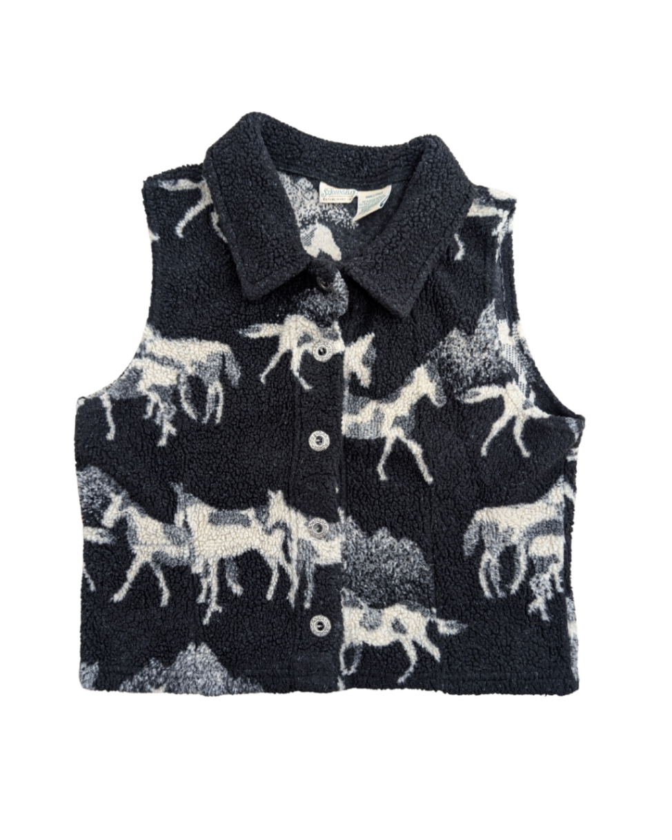 Black Sherpa Horse Vest - S