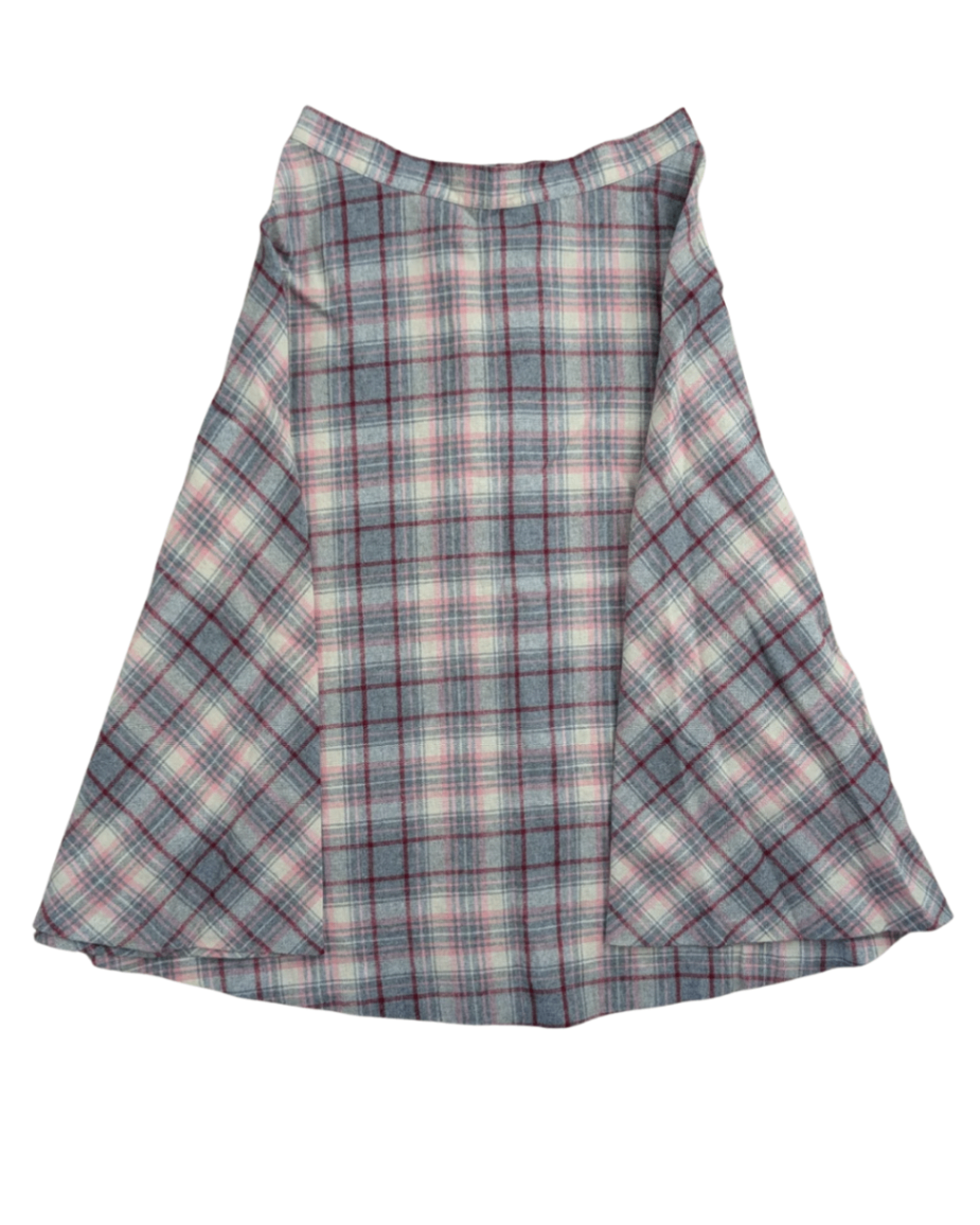 Vintage Gray/Pink Plaid Skirt - 29W