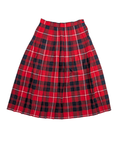 Vintage Wool Red/Black Plaid Pleated Skirt - 29W