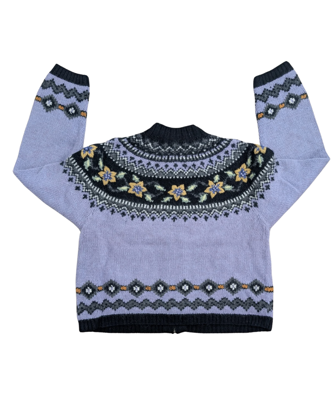Purple/Black Floral Wool Blend Zip Up - S