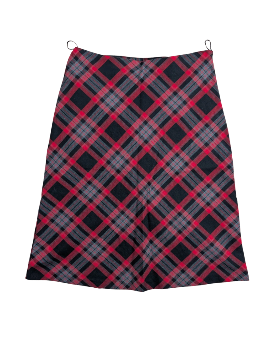 Vintage Black & Red Plaid Skirt - 30W