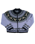 Purple/Black Floral Wool Blend Zip Up - S