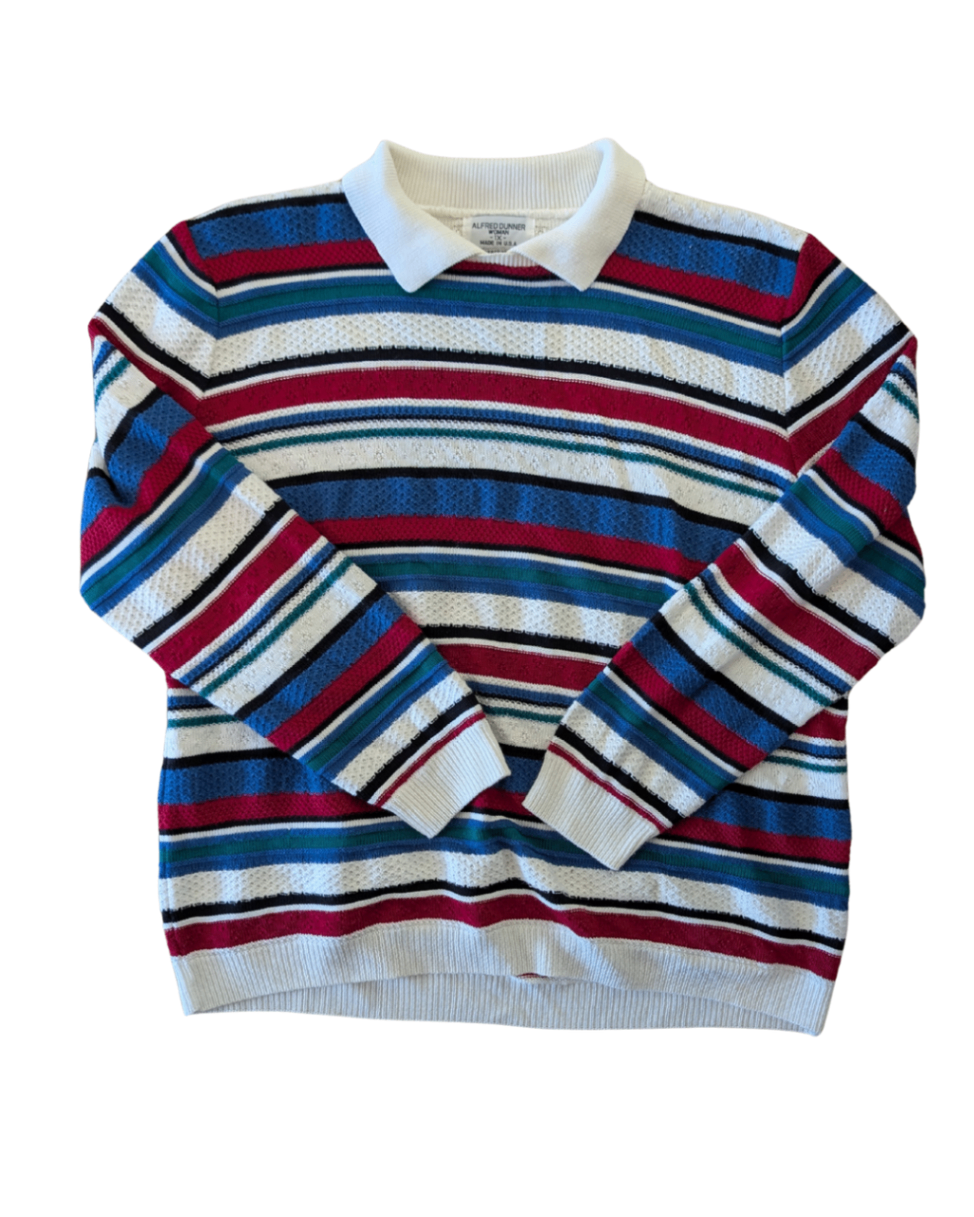 Vintage Striped Knit Collared LS - 1X