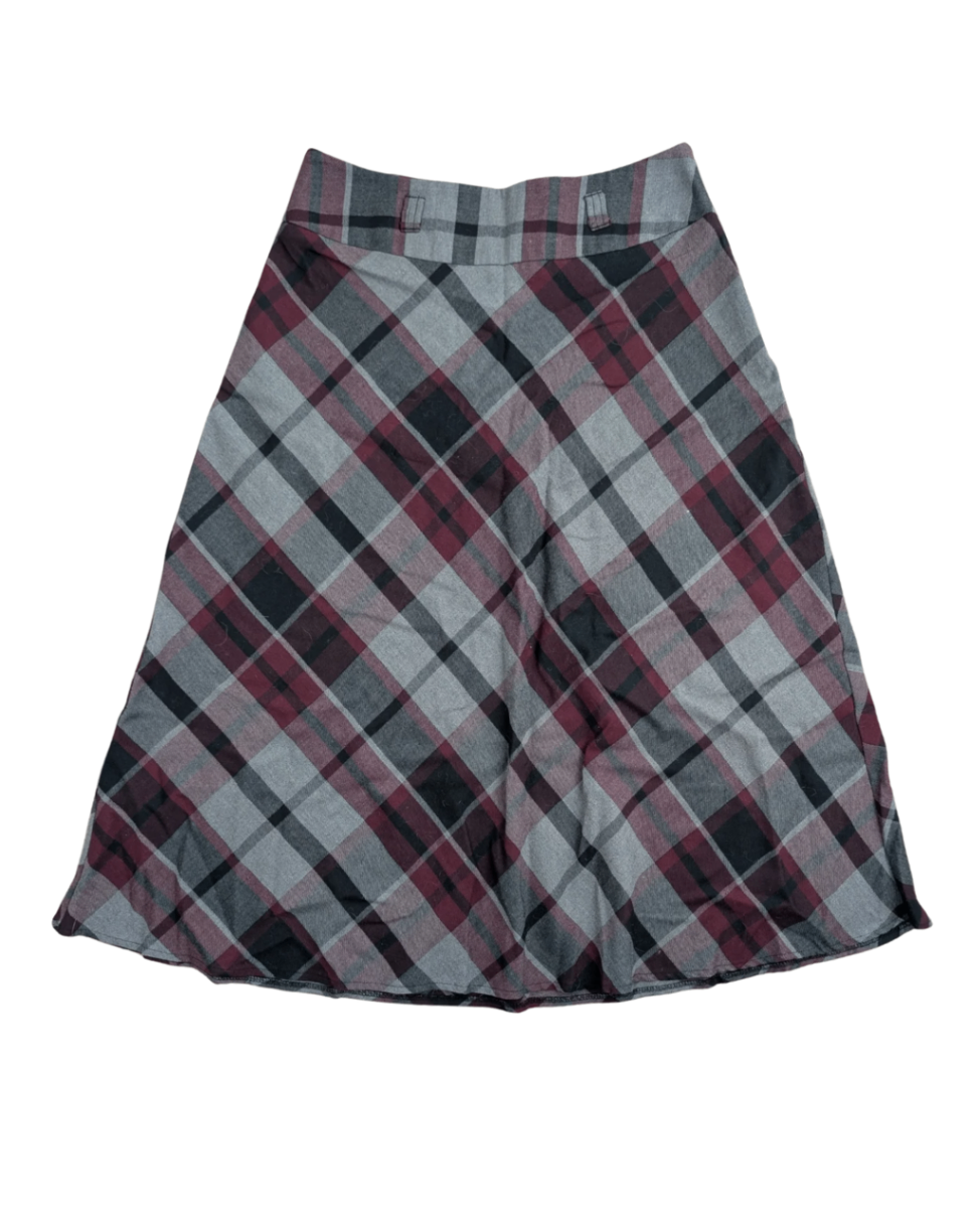 Black/Grey/Maroon Plaid Skirt - 32W
