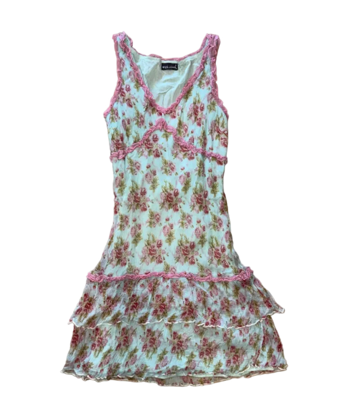 Wet Seal Floral Turquoise Chiffon Dress - S