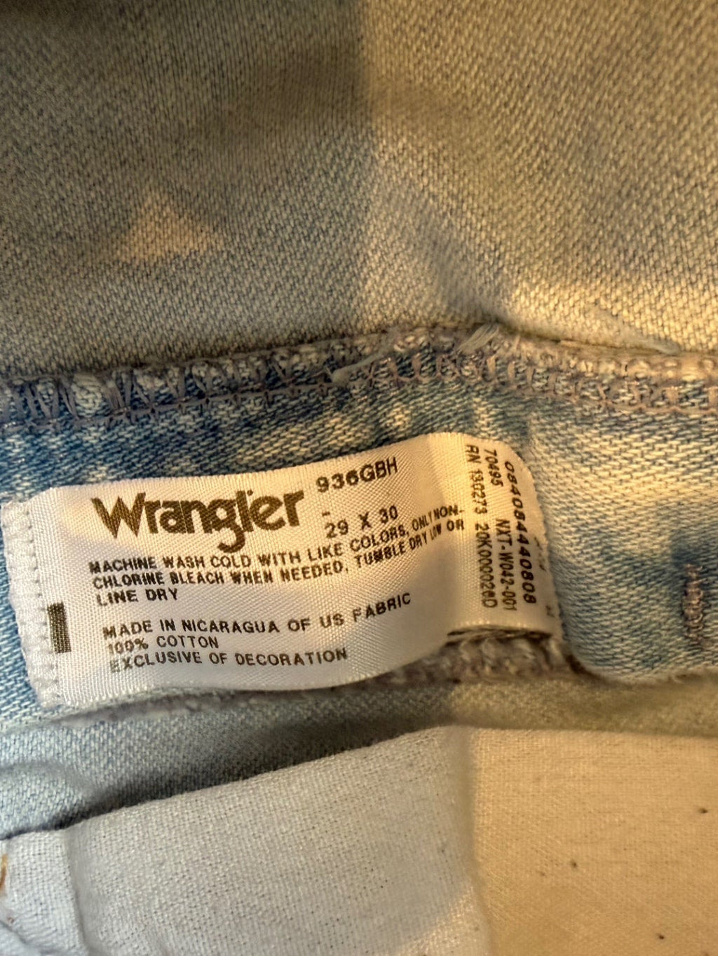 29x30 Wrangler Light Wash Straight Leg Jeans