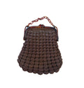 Brown Vintage Crocheted Evening Purse Celluloid Faux Tortoiseshell Plastic Handel
