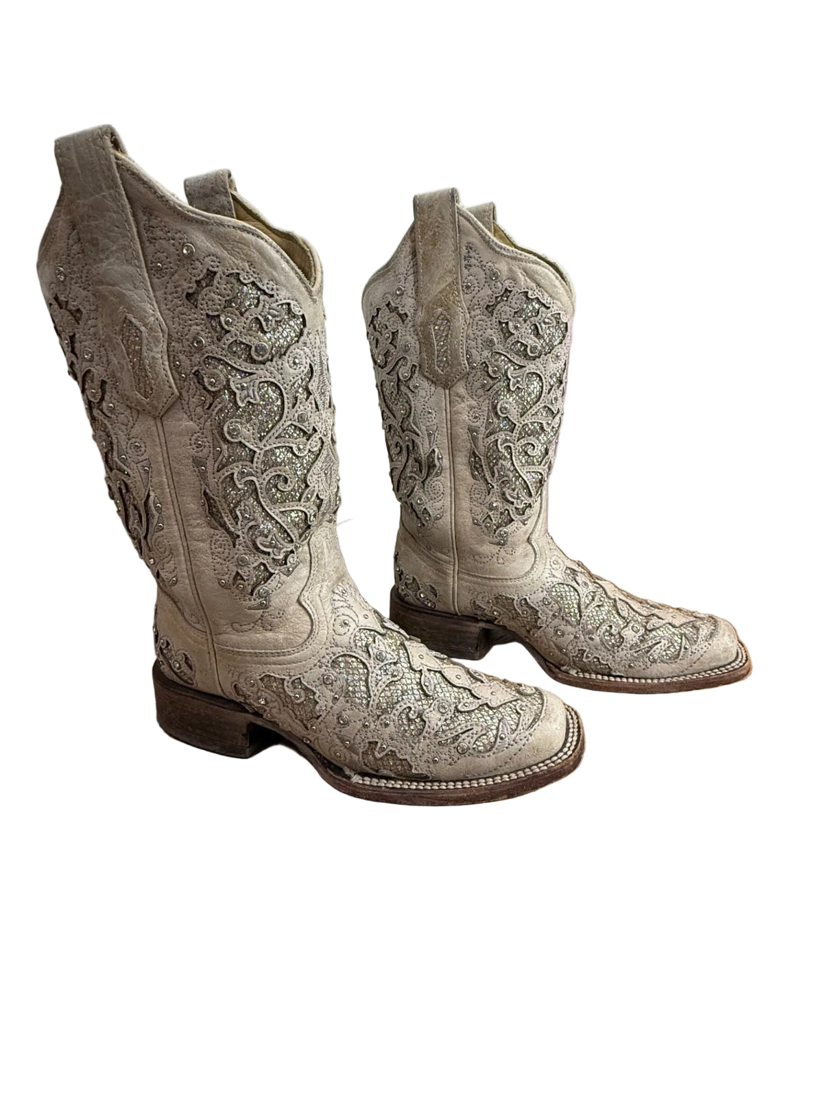 Corral Glitter Inlay Square Toe Boots - 7.5