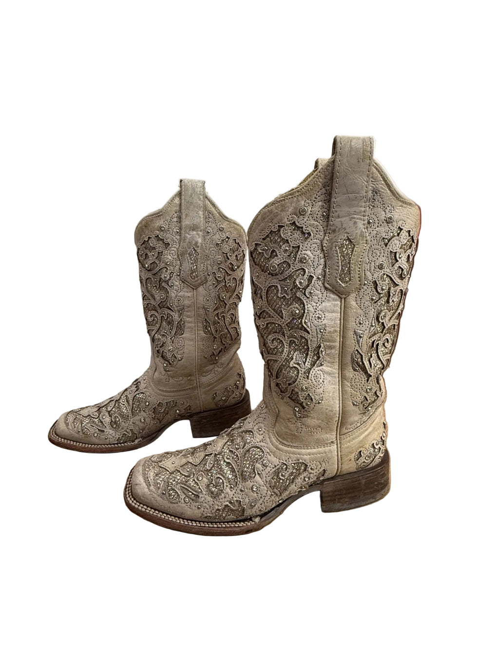 Corral Glitter Inlay Square Toe Boots - 7.5