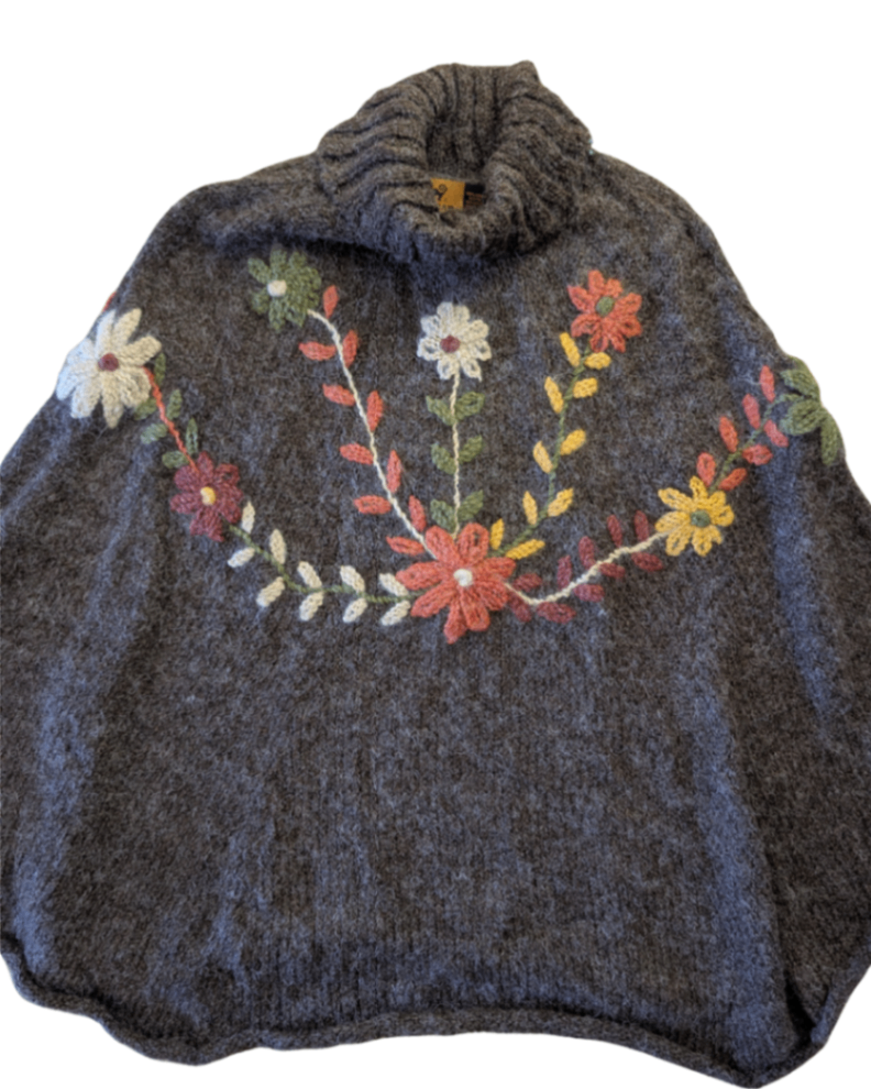 Peruvian Knit Poncho Shawl