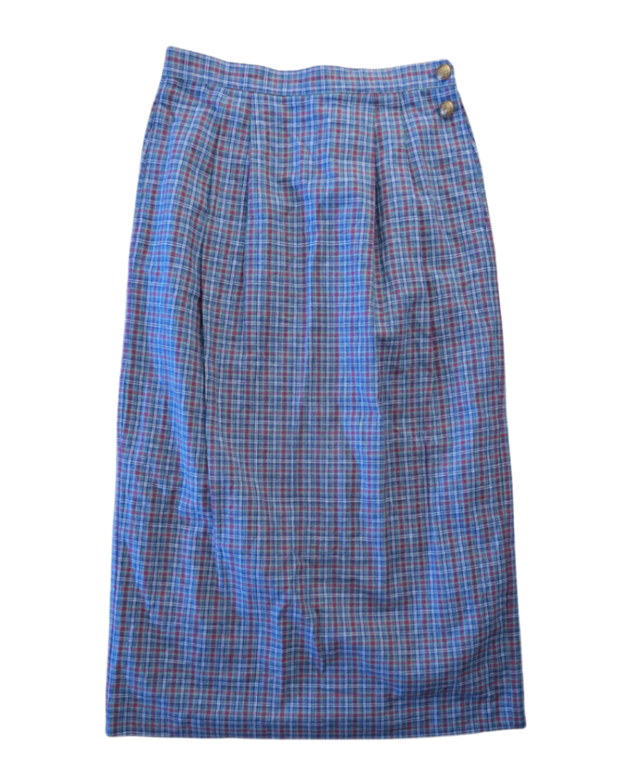 Vintage Plaid Maxi Skirt - 10