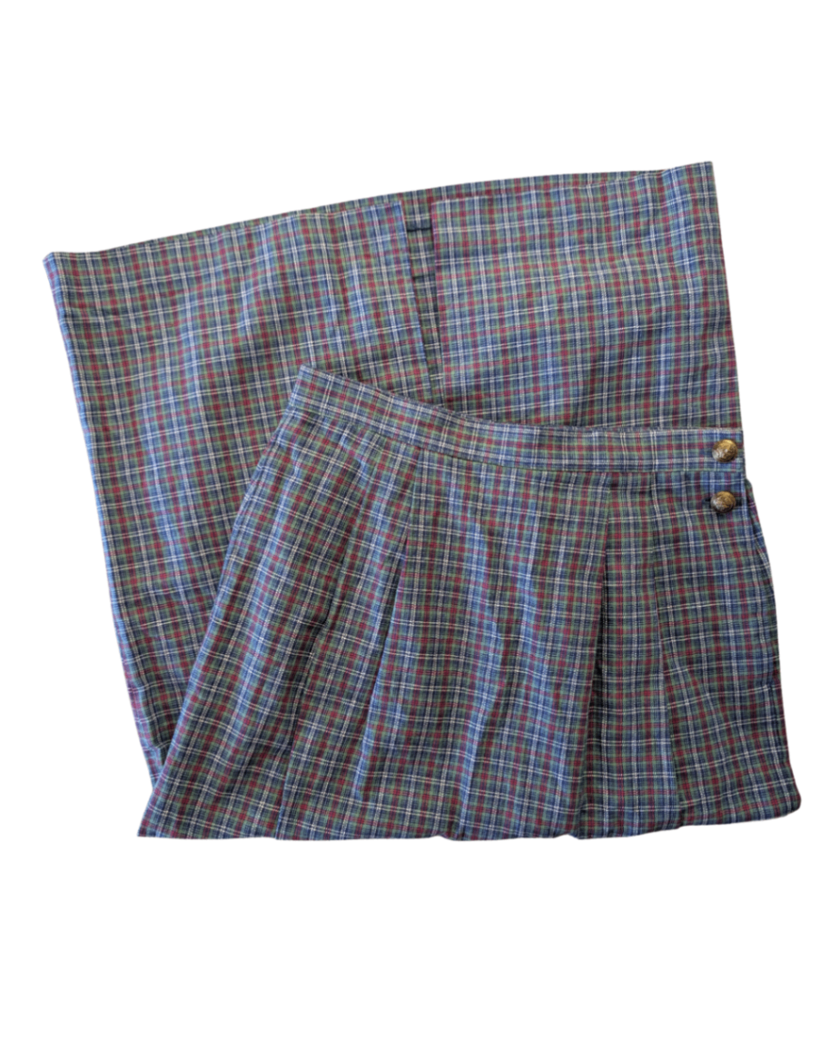 Vintage Plaid Maxi Skirt - 10