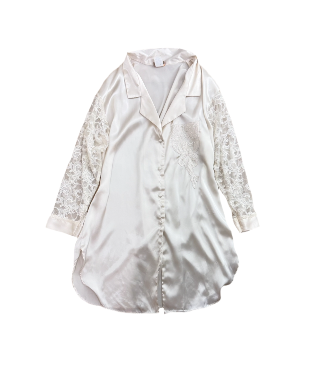 Button up Slip Night Gown Medium Cream Lace