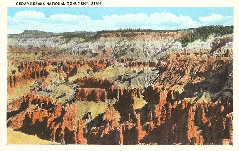 Cedar Brakes National Monument, Utah Postcard