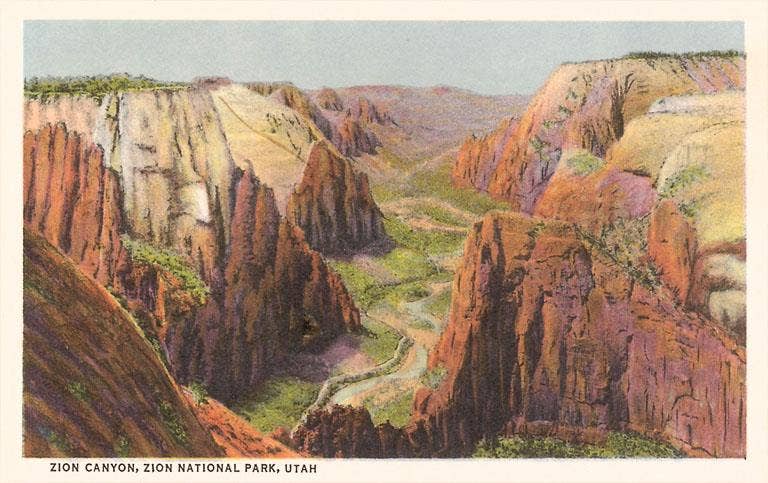 Zion Canyon, National Park Postcard
