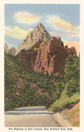 Highway, Zion Canyon Postcard