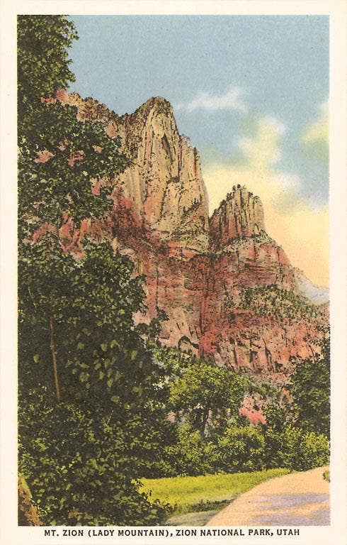 Mt. Zion, Woman Mountain Postcard UT