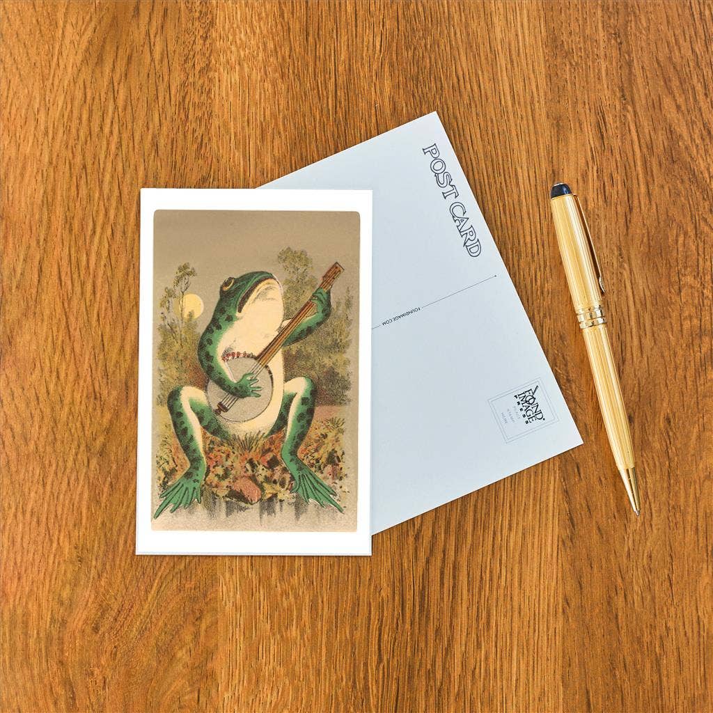 Frog Playing Banjo in Moonlight Postcard