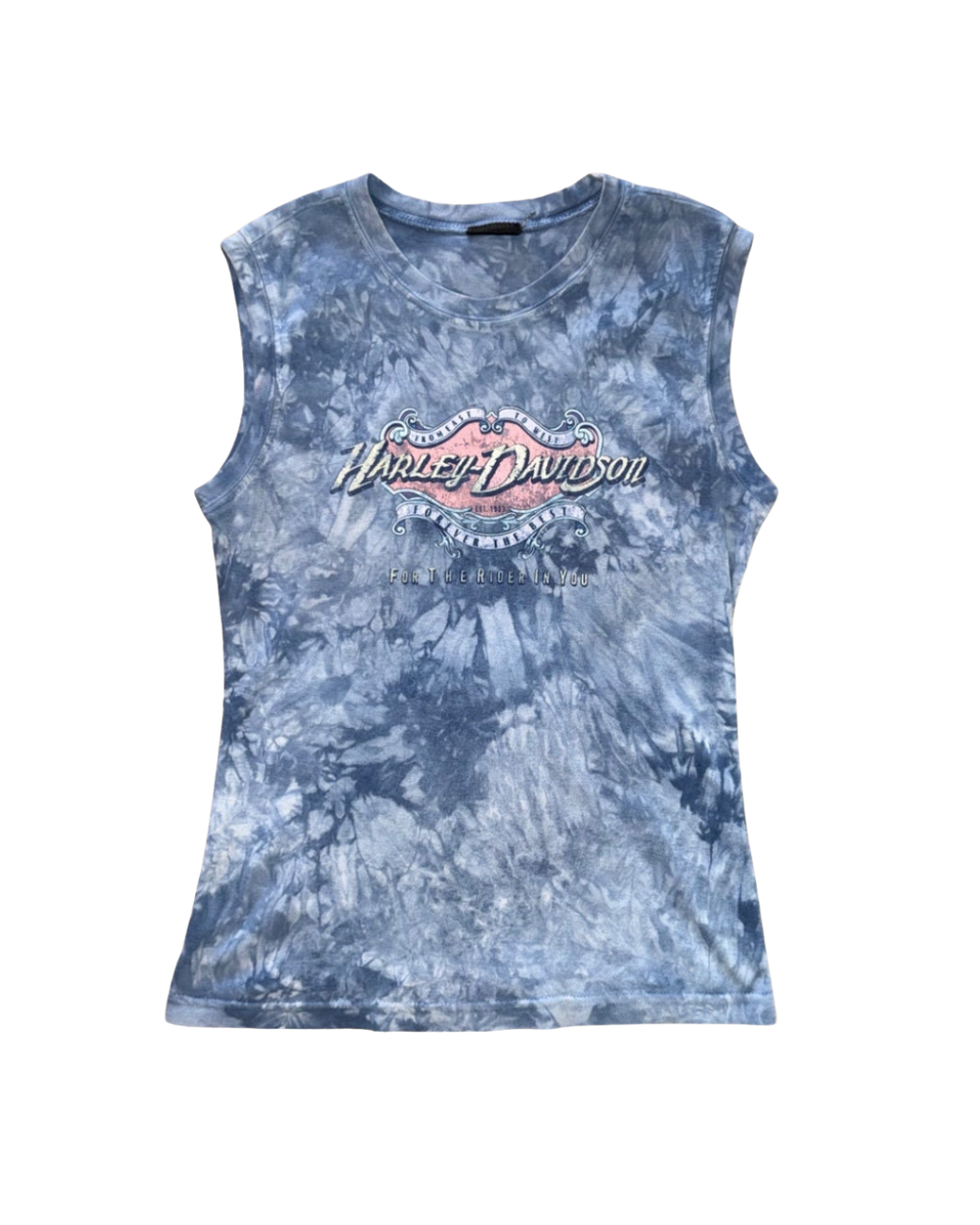 Blue Tie Dye Harley Davidson Tank — M