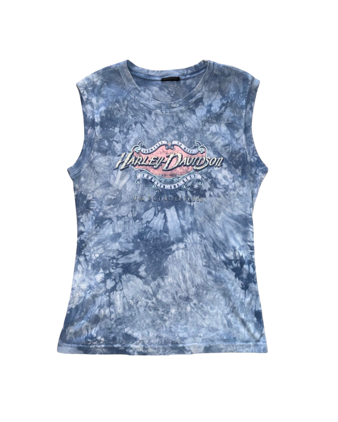Blue Tie Dye Harley Davidson Tank — M