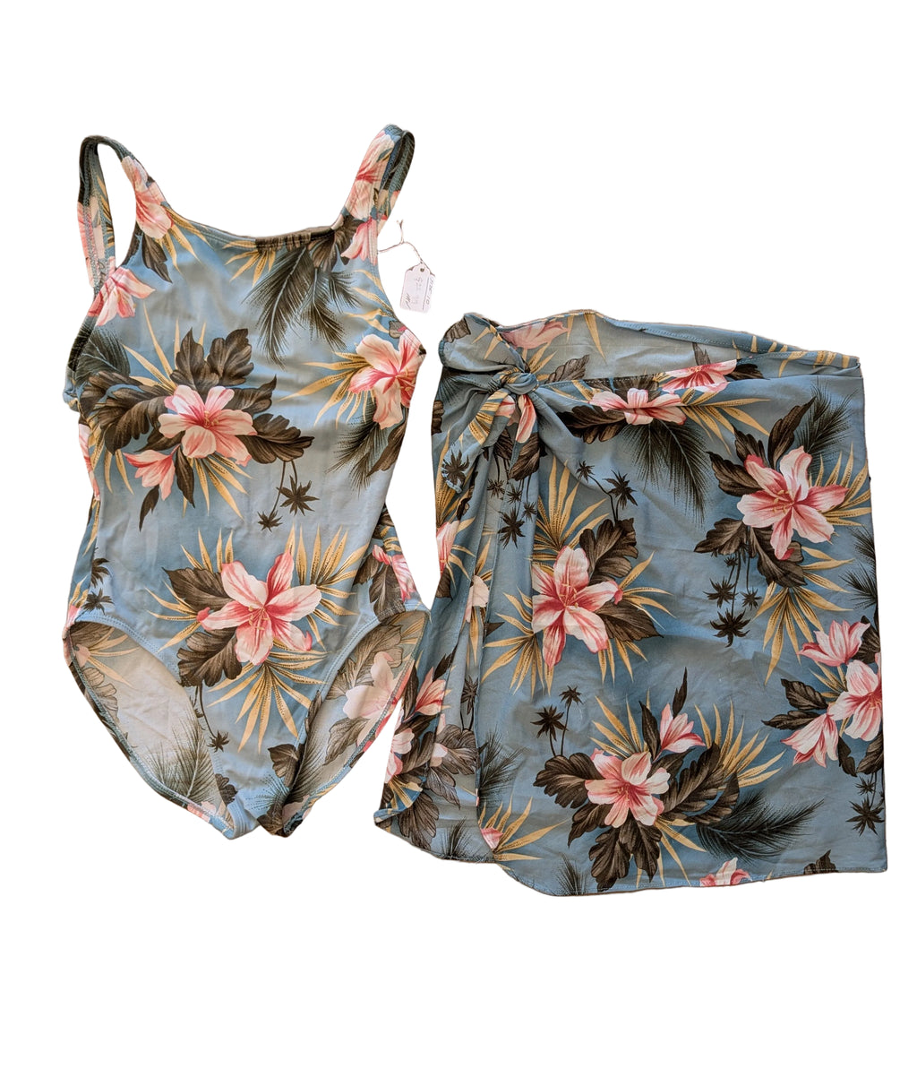 Blue Vintage Swimsuit & Skirt